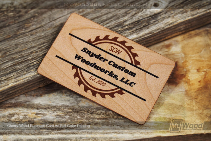 My Wood Business Card | Cherry Wood Business Card Full Color Printing Snyder