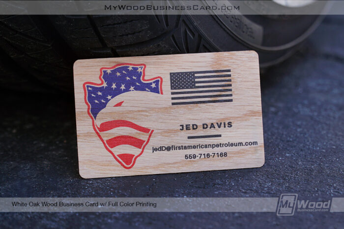 My Wood Business Card | White Oak Wood Business Card Full Color Printing Jed