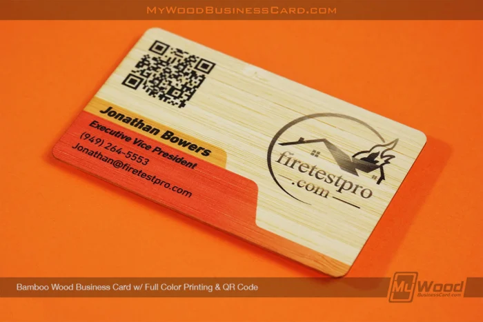 My Wood Business Card |&nbsp;Bamboo Wood Business Card Full Color Printing Qr Code Firetestpro