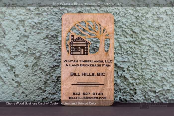 Cherry Wood Business Card With Custom Cutouts