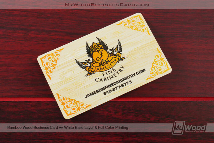 My Wood Business Card | Bamboo Wood Business Card White Base Layer Full Color Printing Jameson