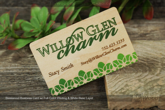 My Wood Business Card | Basswood Business Card Full Color Printing White Base Layer Willow