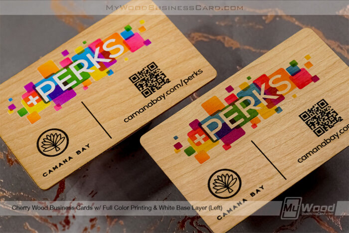 My Wood Business Card | Cherry Wood Business Card Full Color Printing White Base Layer Comparison
