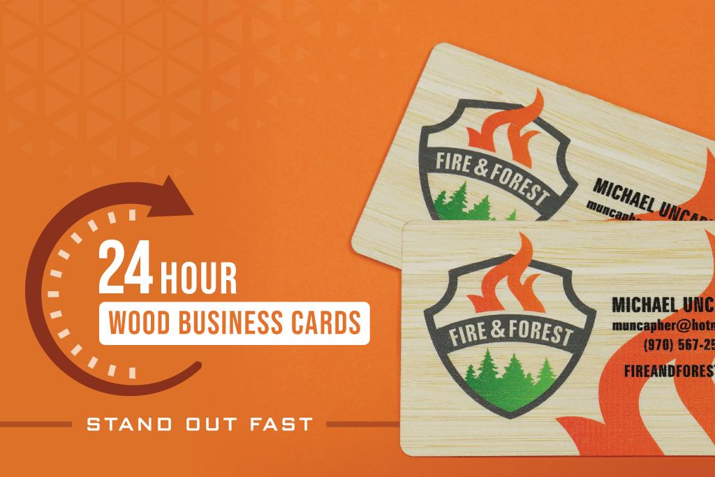 24 Hour Wood Business Cards