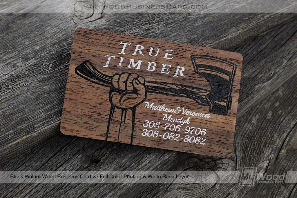 How Much Do Custom Wood Business Cards Cost? A Complete Buyer’s Guide 12 My Wood Business Card | Black Walnut Wood Business Card Full Color Printing White Base Layer Timber