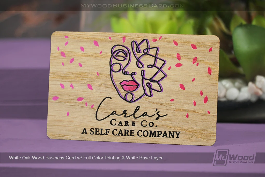 How Much Do Custom Wood Business Cards Cost? A Complete Buyer’s Guide 5 My Wood Business Card | White Oak Wood Business Card Full Color Printing White Base Layer Carlas