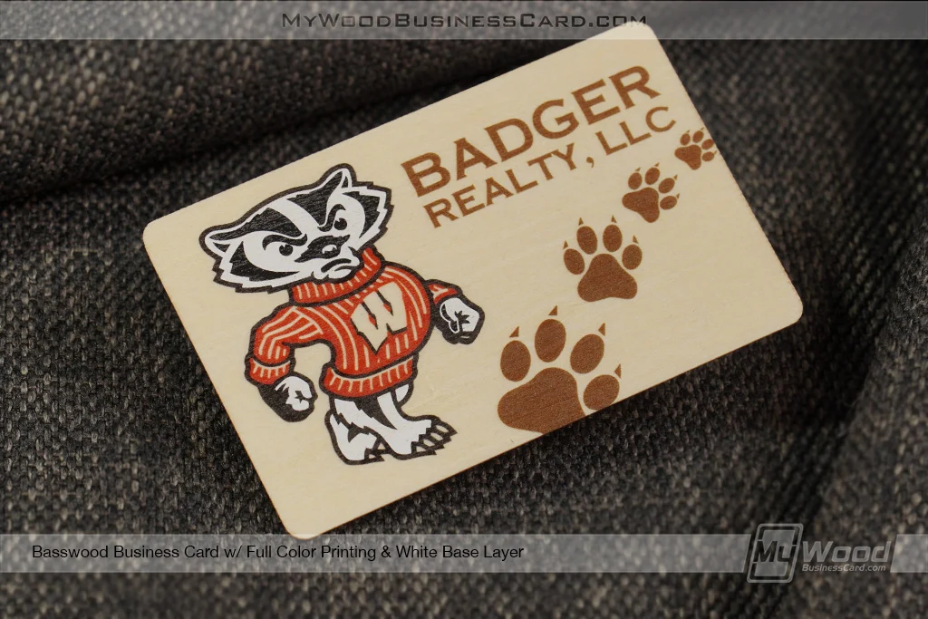 White Ink On Wood Business Cards: When To Use A White Base Layer 2 My Wood Business Card | Basswood Business Card Full Color Printing White Base Layer Badger