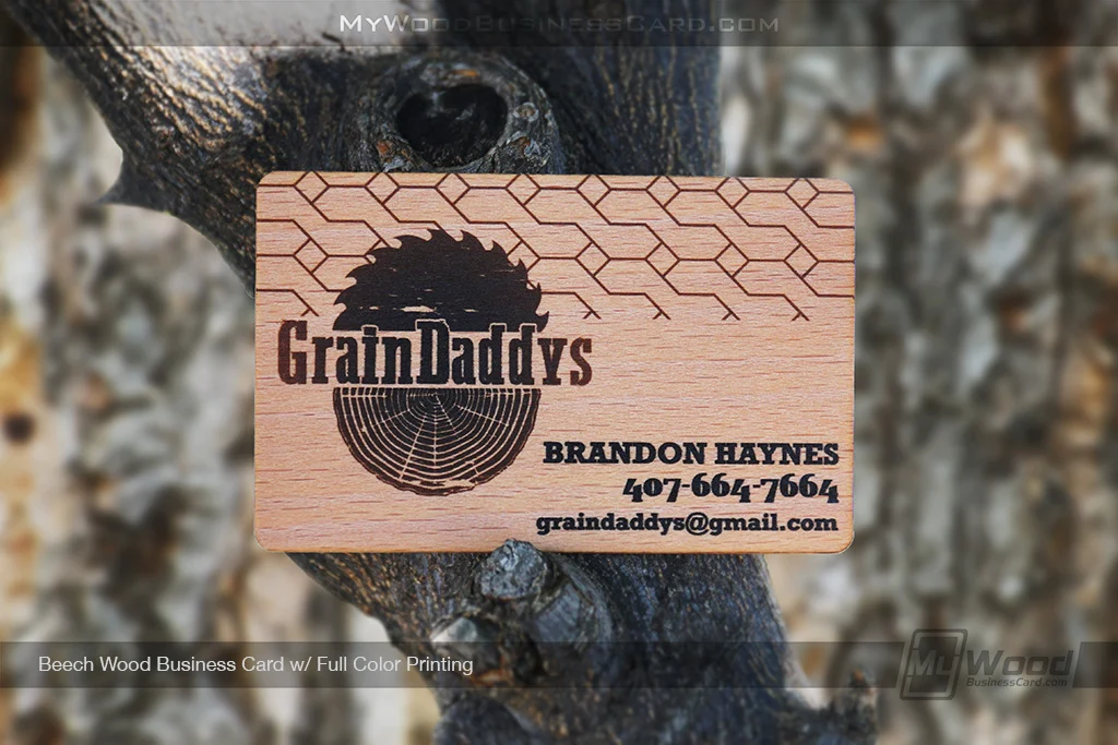 Wood Business Cards Vs. Paper Business Cards: Are Wooden Cards Worth It? 8 My Wood Business Card | Beech Wood Business Card Tree Service Full Color Print Graindaddy