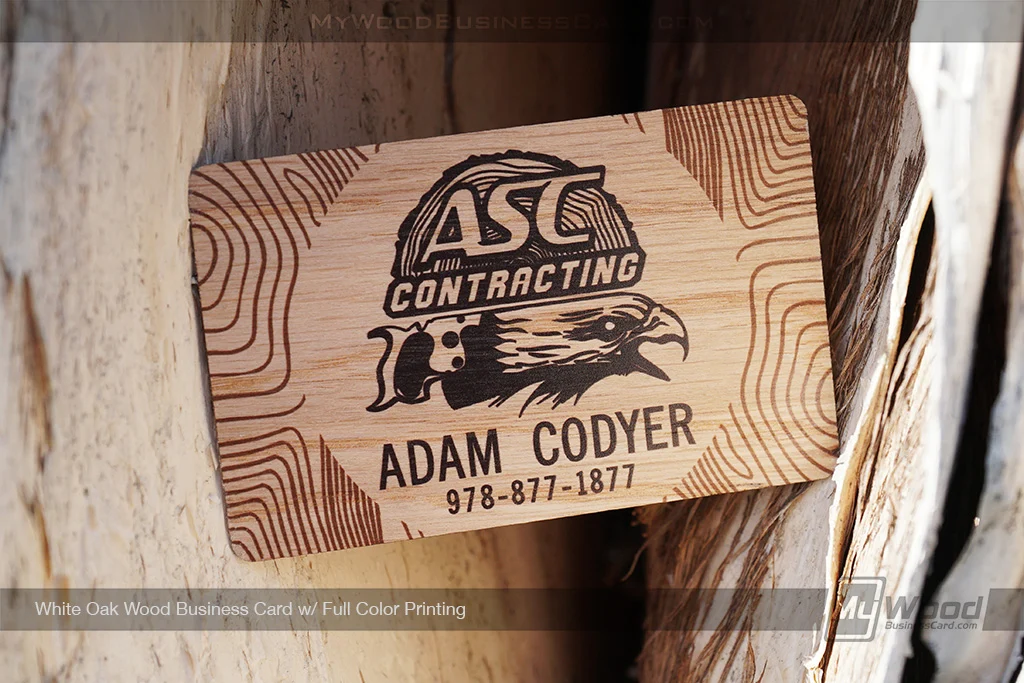 Wood Business Cards Vs. Paper Business Cards: Are Wooden Cards Worth It? 5 My Wood Business Card | White Oak Wood Business Card Full Color Printing Asc
