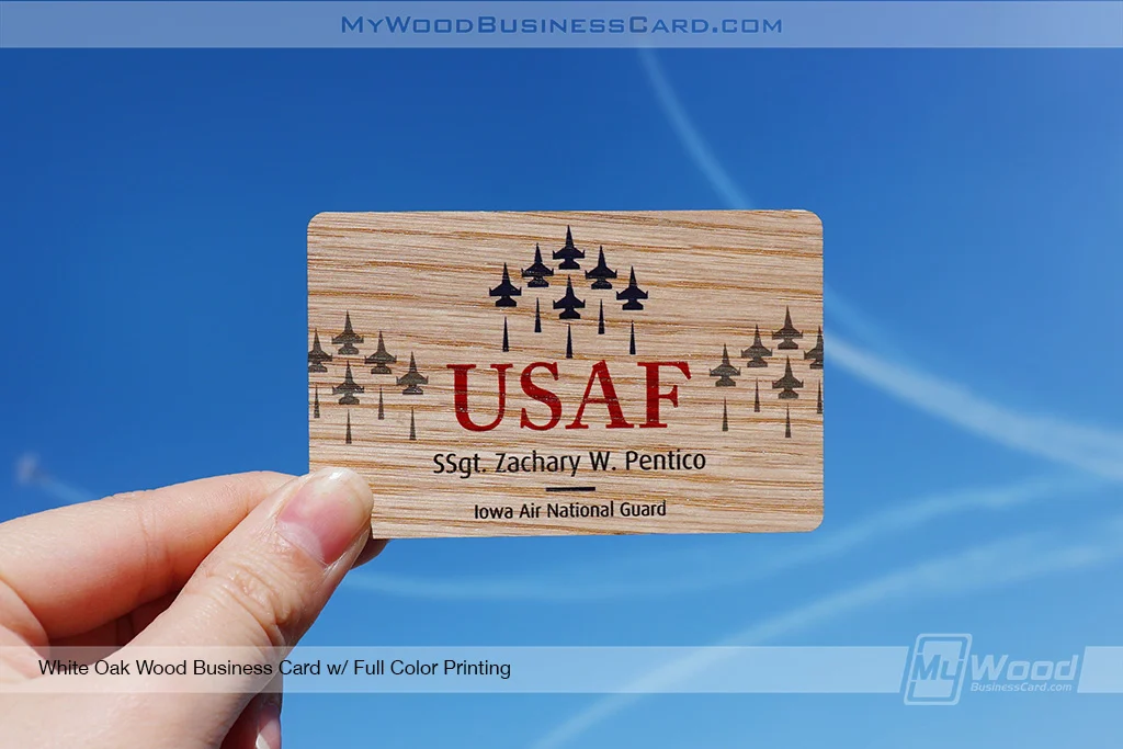 Wood Business Cards Vs. Paper Business Cards: Are Wooden Cards Worth It? 11 My Wood Business Card | White Oak Wood Business Card Full Color Printing Usaf