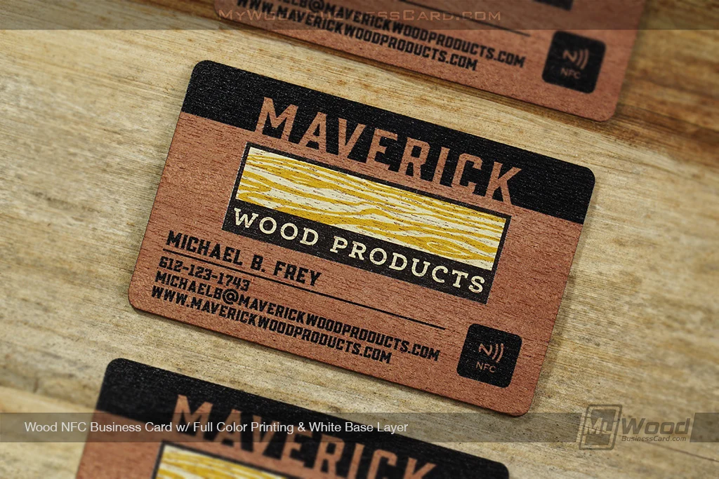 Wood Business Cards Vs. Paper Business Cards: Are Wooden Cards Worth It? 7 My Wood Business Card | Wood Nfc Business Cards Full Color Printing White Base Layer Maverick