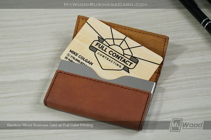 Best Wood Business Cards For Contractors, Builders &Amp; Woodworkers: 17 Real Designs 6 My Wood Business Card | Bamboo Wood Business Card Full Color Printing Card Holder