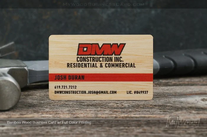Best Wood Business Cards For Contractors, Builders &Amp; Woodworkers: 17 Real Designs 4 My Wood Business Card | Bamboo Wood Business Card Full Color Printing Dmw