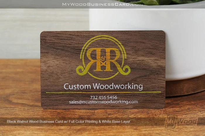 Best Wood Business Cards For Contractors, Builders &Amp; Woodworkers: 17 Real Designs 7 My Wood Business Card | Black Walnut Wood Business Card Full Color Printing White Base Layer Rr