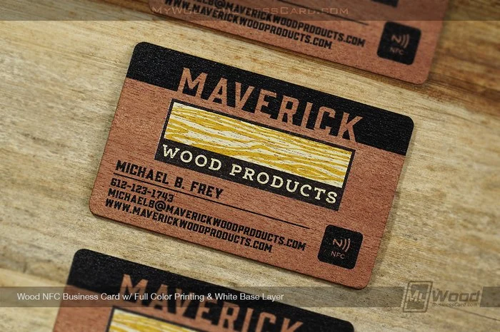 Best Wood Business Cards For Contractors, Builders &Amp; Woodworkers: 17 Real Designs 9 My Wood Business Card | Wood Nfc Business Cards Full Color Printing White Base Layer Maverick